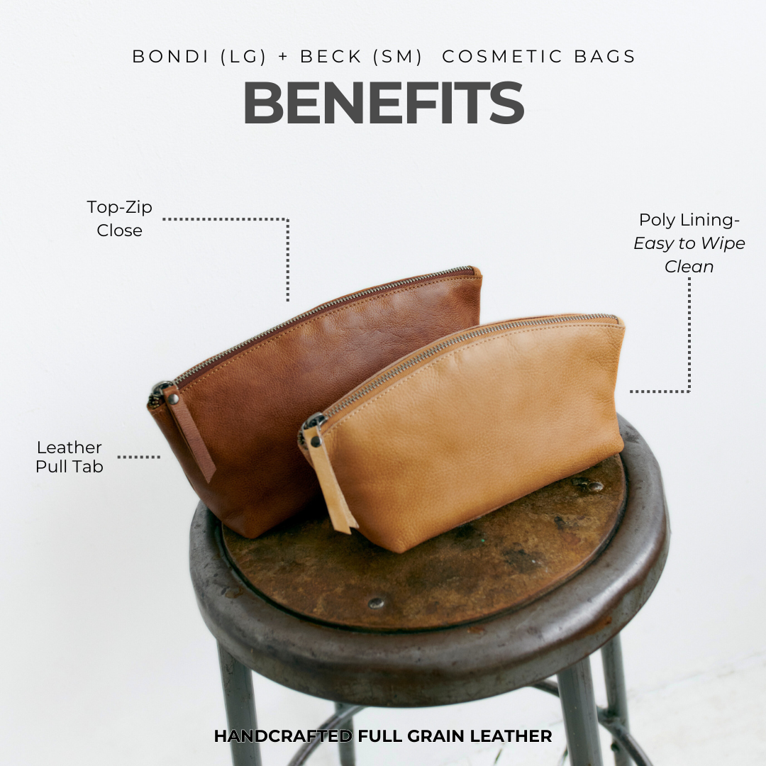 Beck Leather Cosmetic Bag/Travel Kit (Sm)